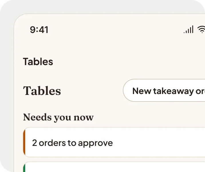 The waiter’s tables on a phone, with what needs them now.